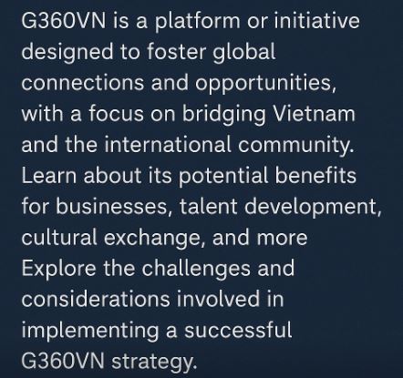 Explore the full potential of G360VN, a dynamic platform connecting Vietnam to global markets. Learn how it drives innovation, fosters international partnerships, and boosts economic growth.