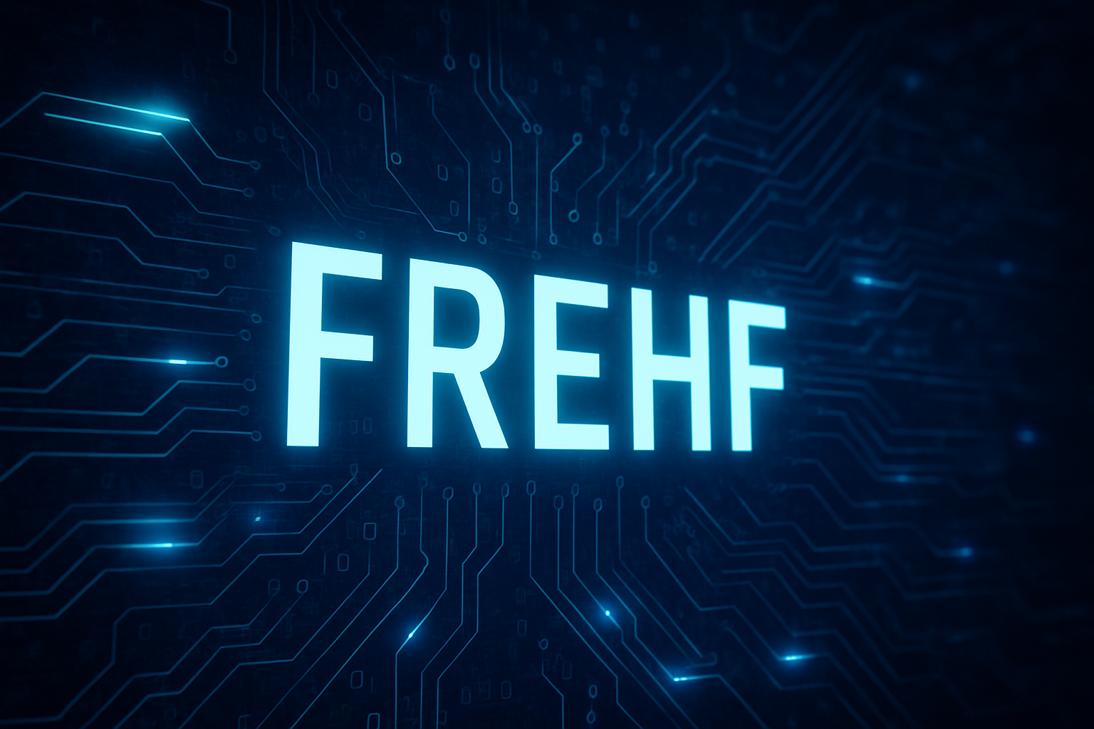 A digital graphic design image displaying the acronym “FREHF” in bold, futuristic font on a high-tech, abstract digital background. The background features geometric lines and glowing effects, emphasizing innovation and technology.