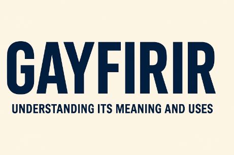 Gayfirir text design with tagline 'Understanding Its Meaning and Uses' in bold modern typography on a dark blue background with a red accent.